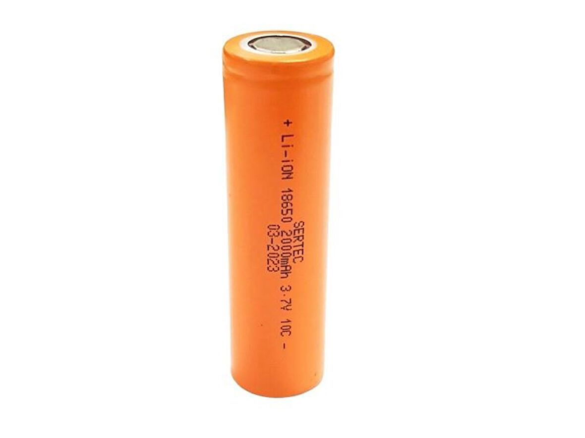 SERTEC 18650 3.7V 2000mAh 10C Lion Şarjlı Pil Başlıksız - 1Adet