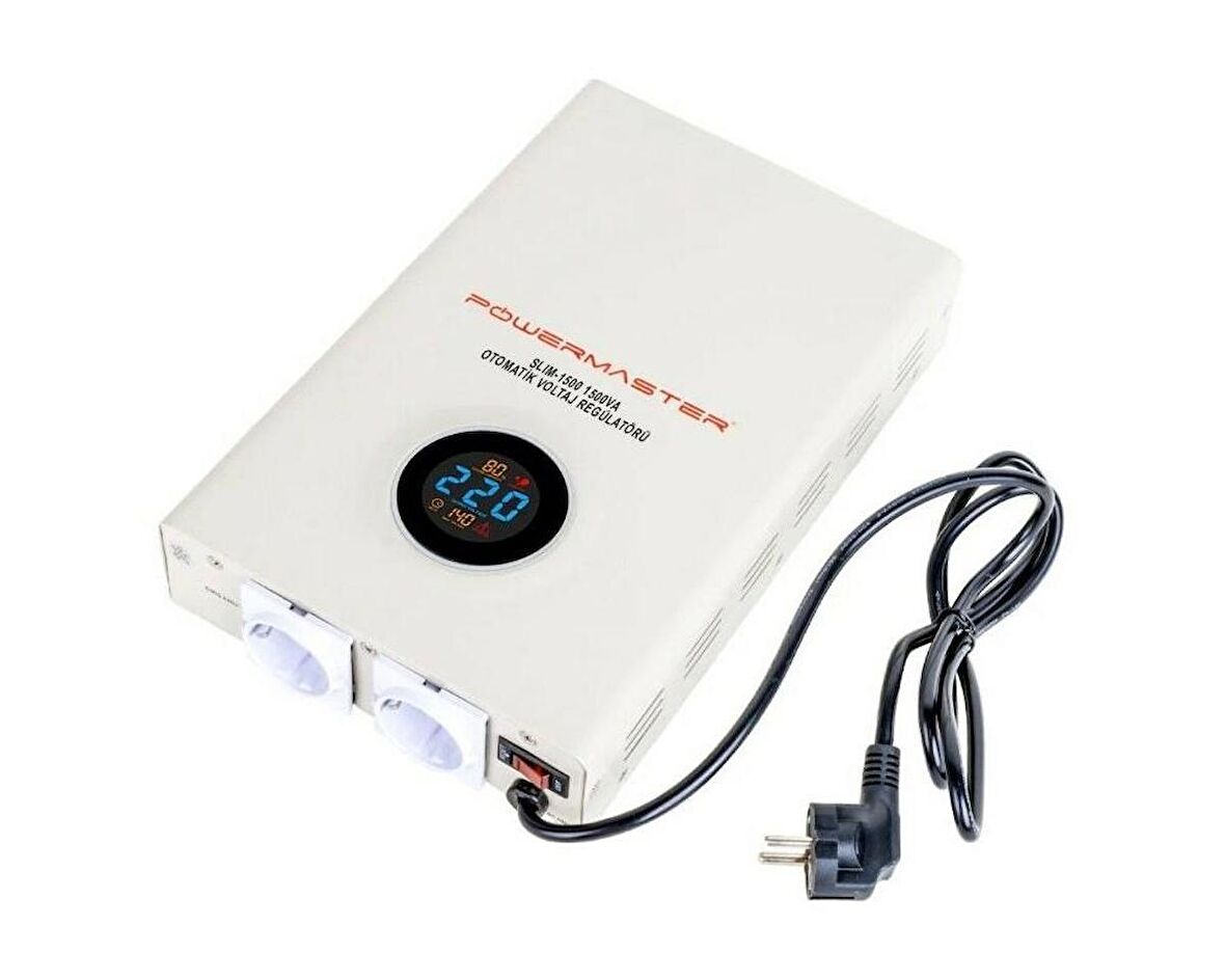Powermaster Slim-1500 Otomatik Voltaj Regülatörü 1500VA Kombi Regülatörü