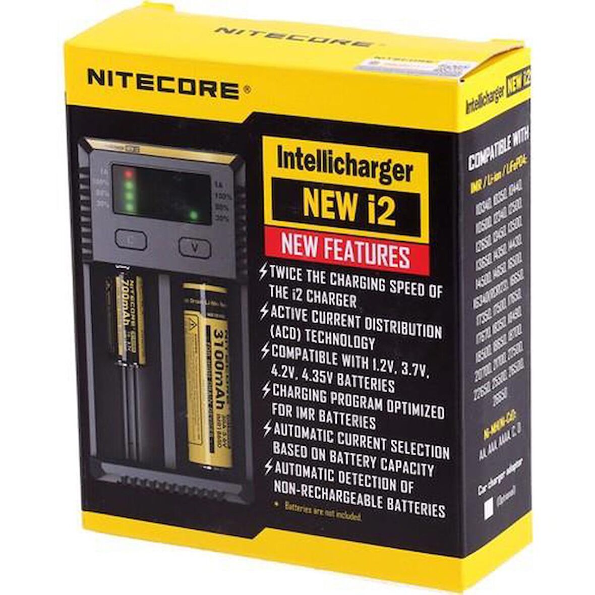 Nitecore i2 İntelli Charger Li-ion Universal Pil Şarj Cihazı 2li