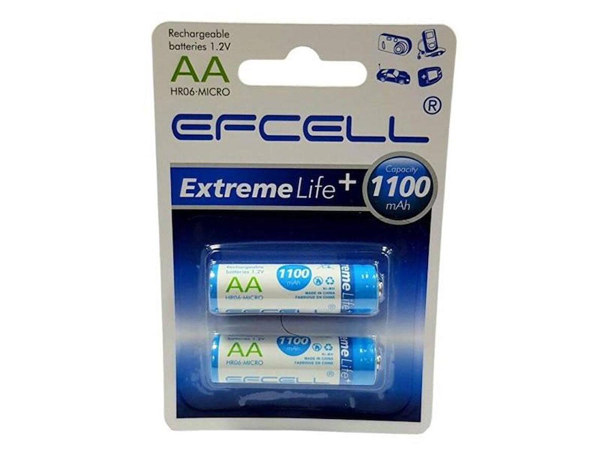 Efcell AA 1.2V 1100mA NiMh Şarjlı Kalem Pil