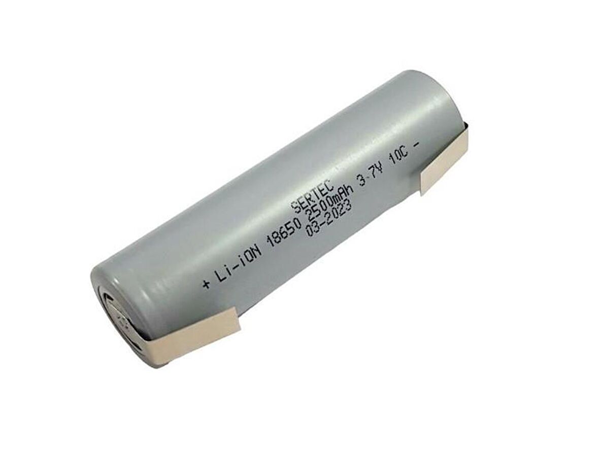 SERTEC Puntolu 18650 3.7V 2500mAh 10C Lion Şarjlı Pil 1Adet