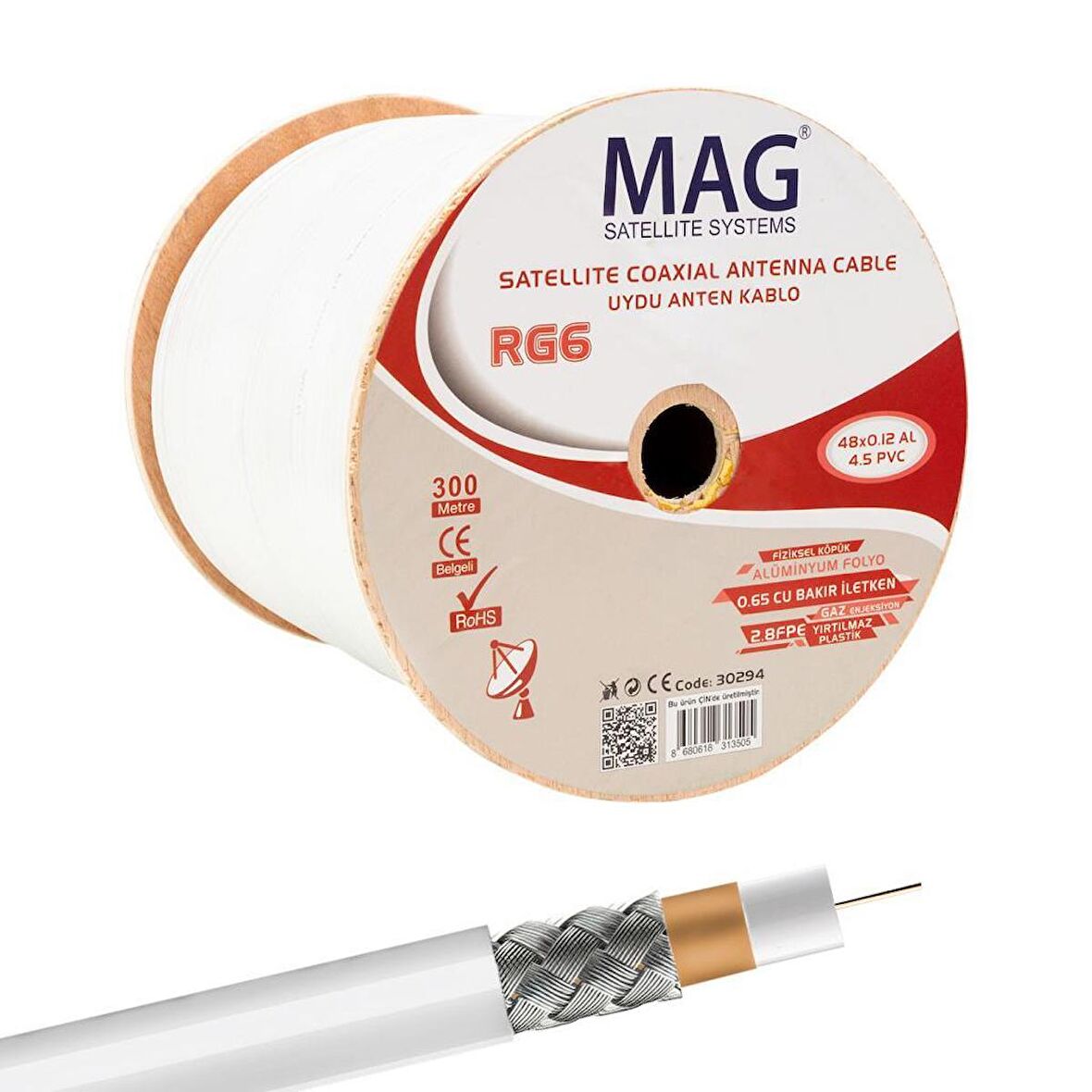 MAG RG6 FA Mini İnce Anten Kablosu 300Metre 48Tel