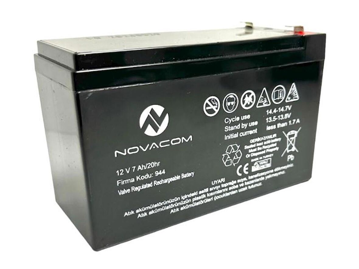 Novacom 12Volt 7Amper Bakımsız Kuru Akü 12V 7AH