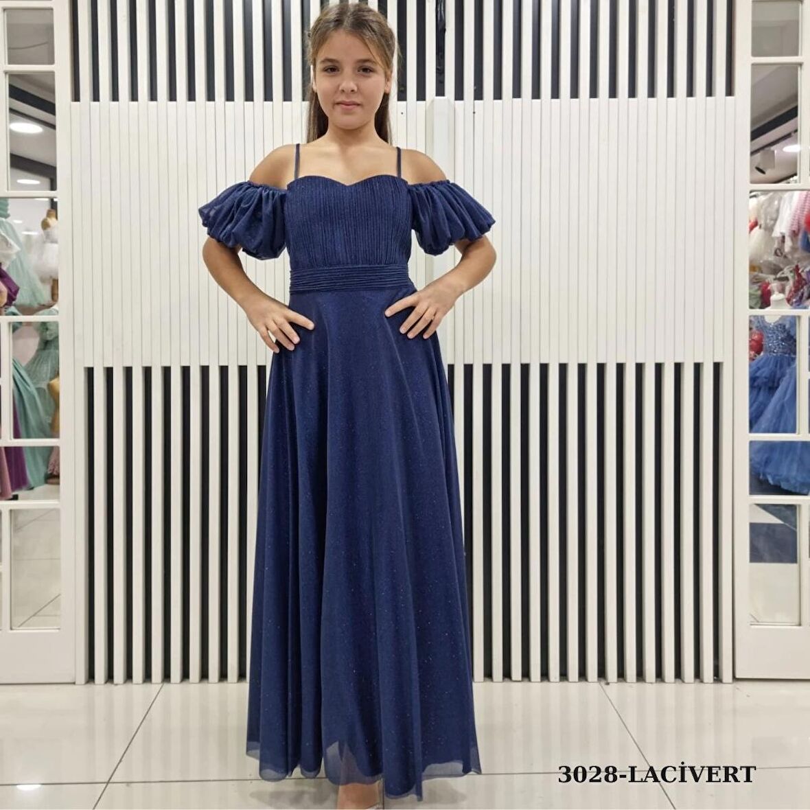 Kız Çocuk Boydan Sim Detaylı Abiye