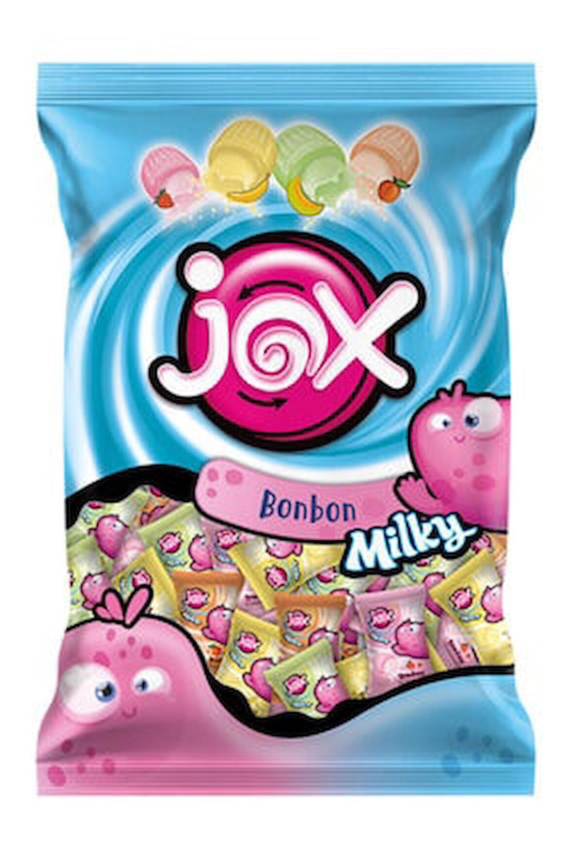 JOX MILKY; Meyve ve Süt Aromalı Sıvı Dolgulu Bonbon Şekerleme (5 gr x 200 adet)