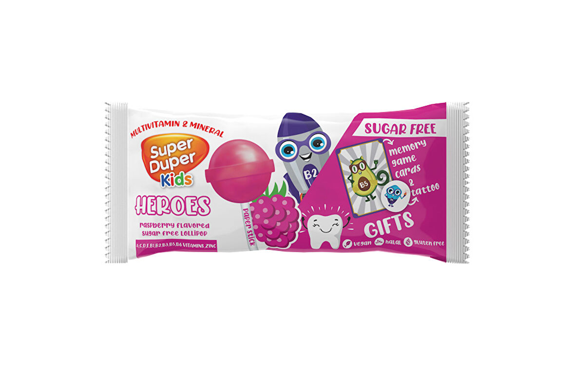 Super Duper Kids Zero Heroes Raspberry  Lolipop 15g