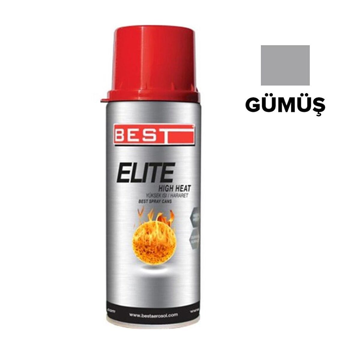 Best Elite 600C Isıya Dayanıklı Gümüş Sprey Boya 400Ml