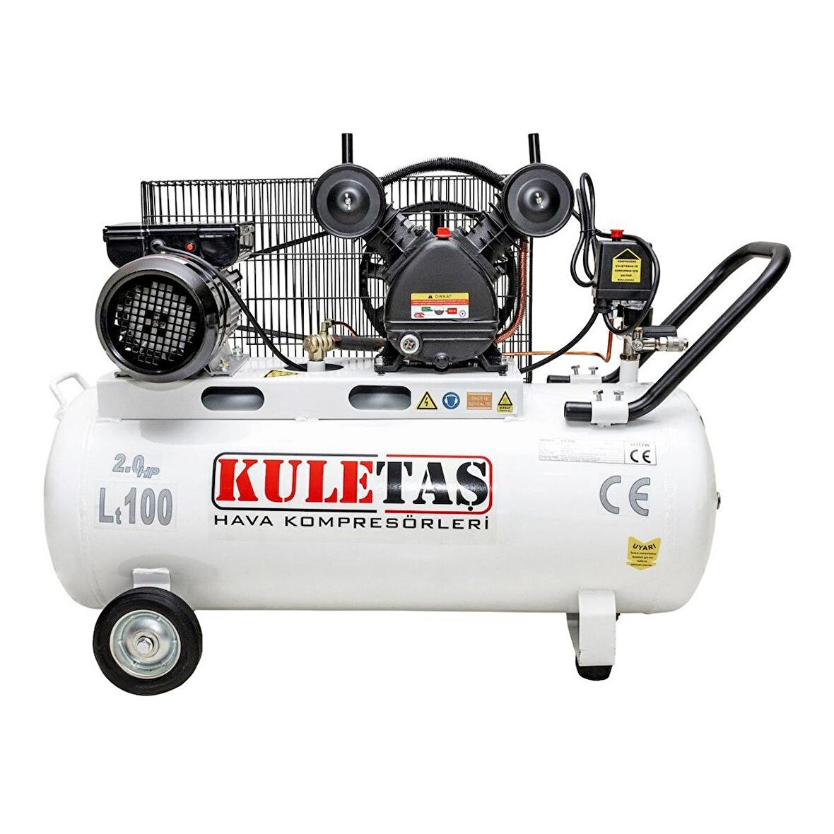 Kuletaş Hava Kompresör Yağlı Monofaze 2Hp 100Lt Çift Kafa