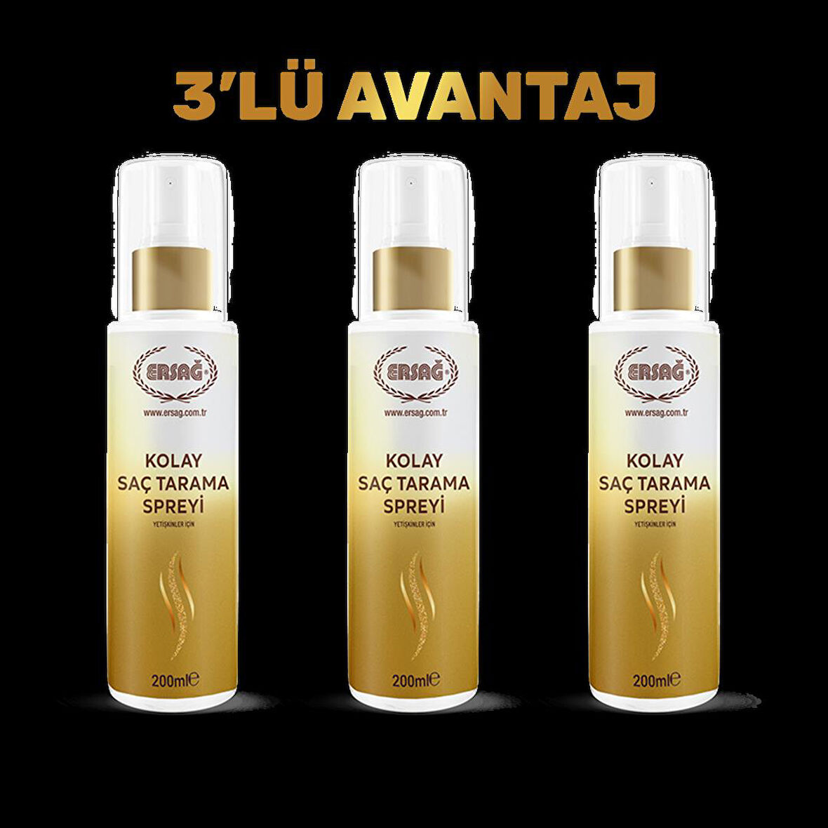 3'LÜ KOLAY SAÇ TARAMA SPREYİ-YETİŞKİNLER İÇİN 200 ML