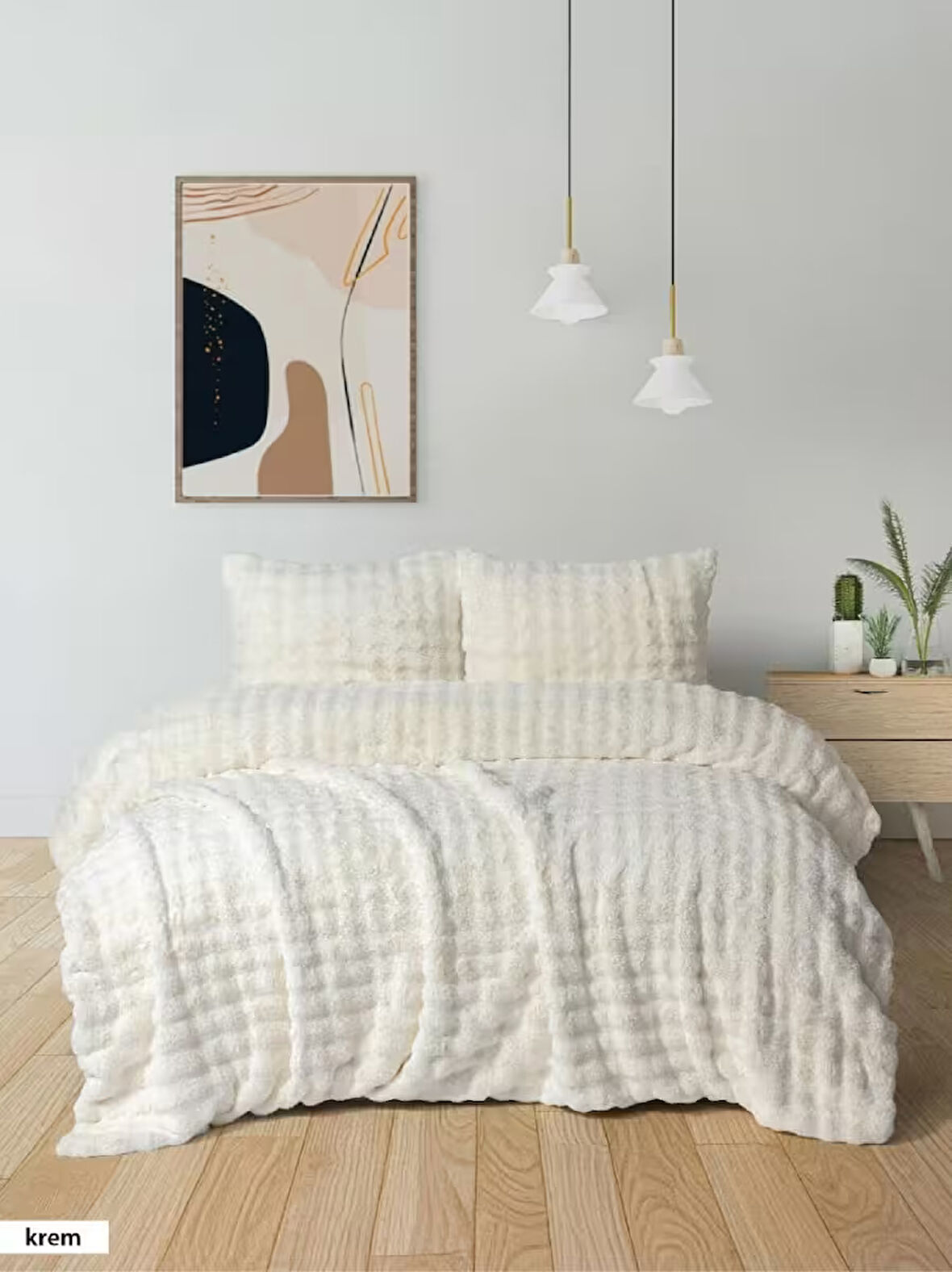 Kürk Yatak Örtüsü Seti Çift Kişilik 3 Parça