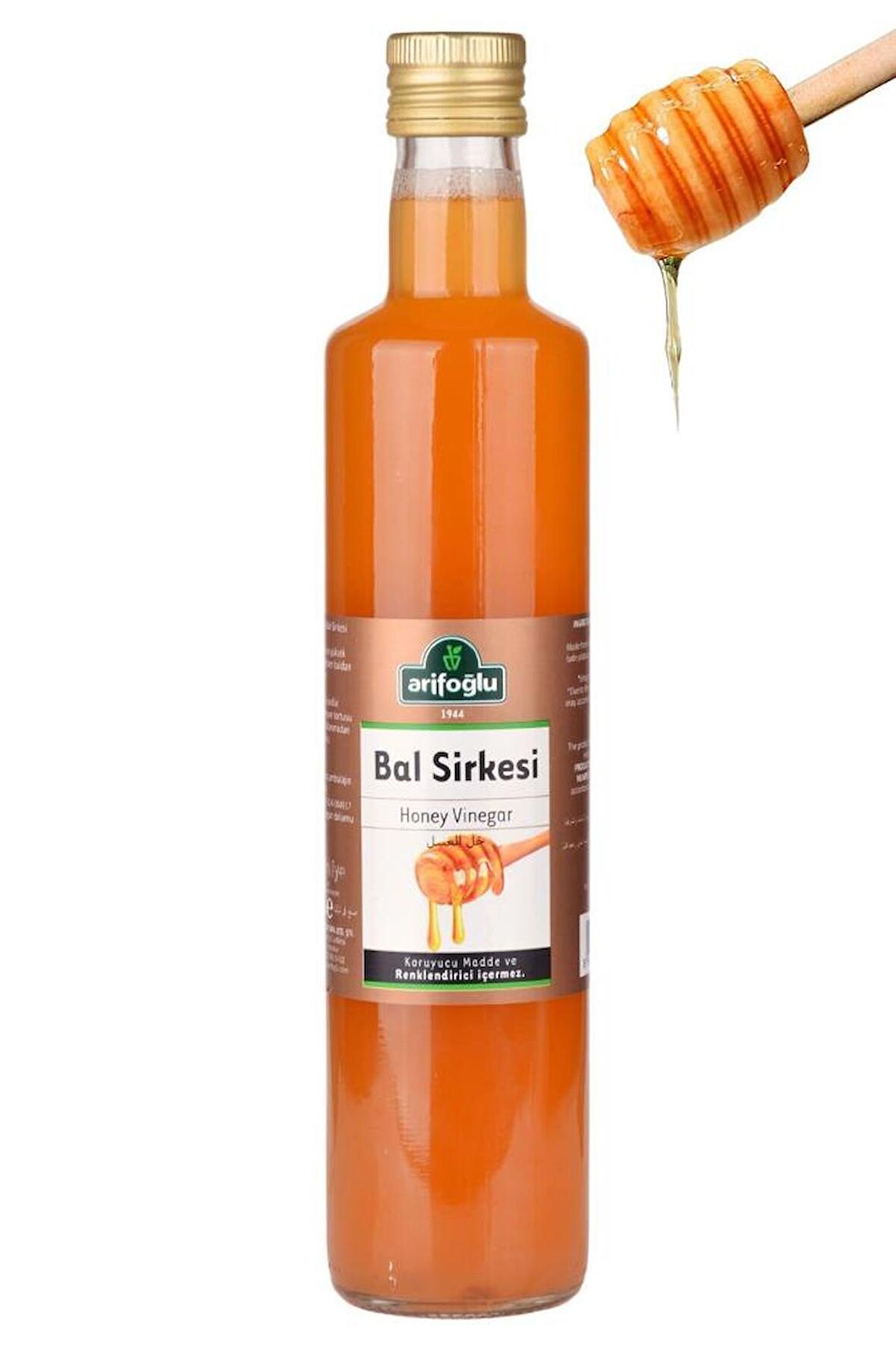 Arifoğlu Bal Sirkesi 500ML - Doğal Fermantasyon İçilebilir Katkısız Cam Şişe