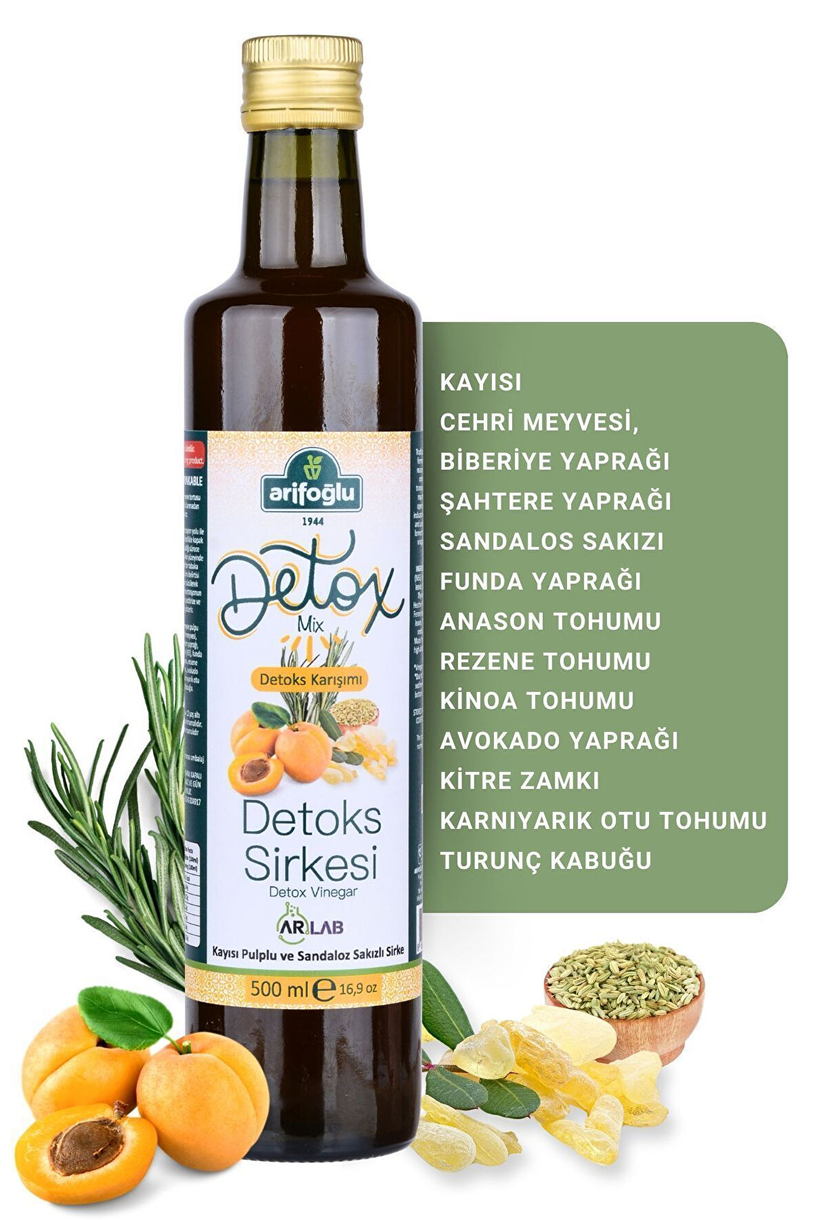 Detoks Sirkesi Kayısı Pulplu ve Sandaloz Sakızlı Sirke 500ml İÇİLEBİLİR. Detox Vinegar