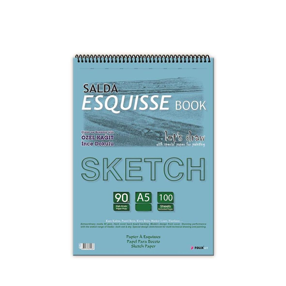 Folix Sketchbook Salda A5 Spiralli 90 Gr. 100 Yaprak Eskiz Defteri