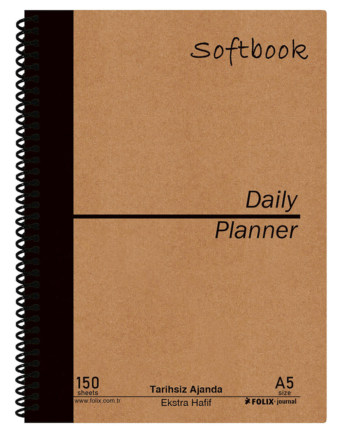 Daily Planner A5 Spiralli 150 yp. Sert Kapak Günlük Ajanda Daily Journal 