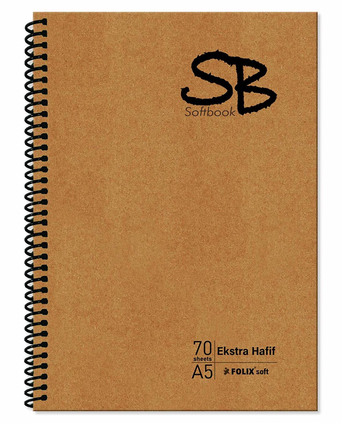 SB A5 70 Yp. Defter Kraft Kapak Spiralli Hafif Kağıt KARELİ 140 Sf.