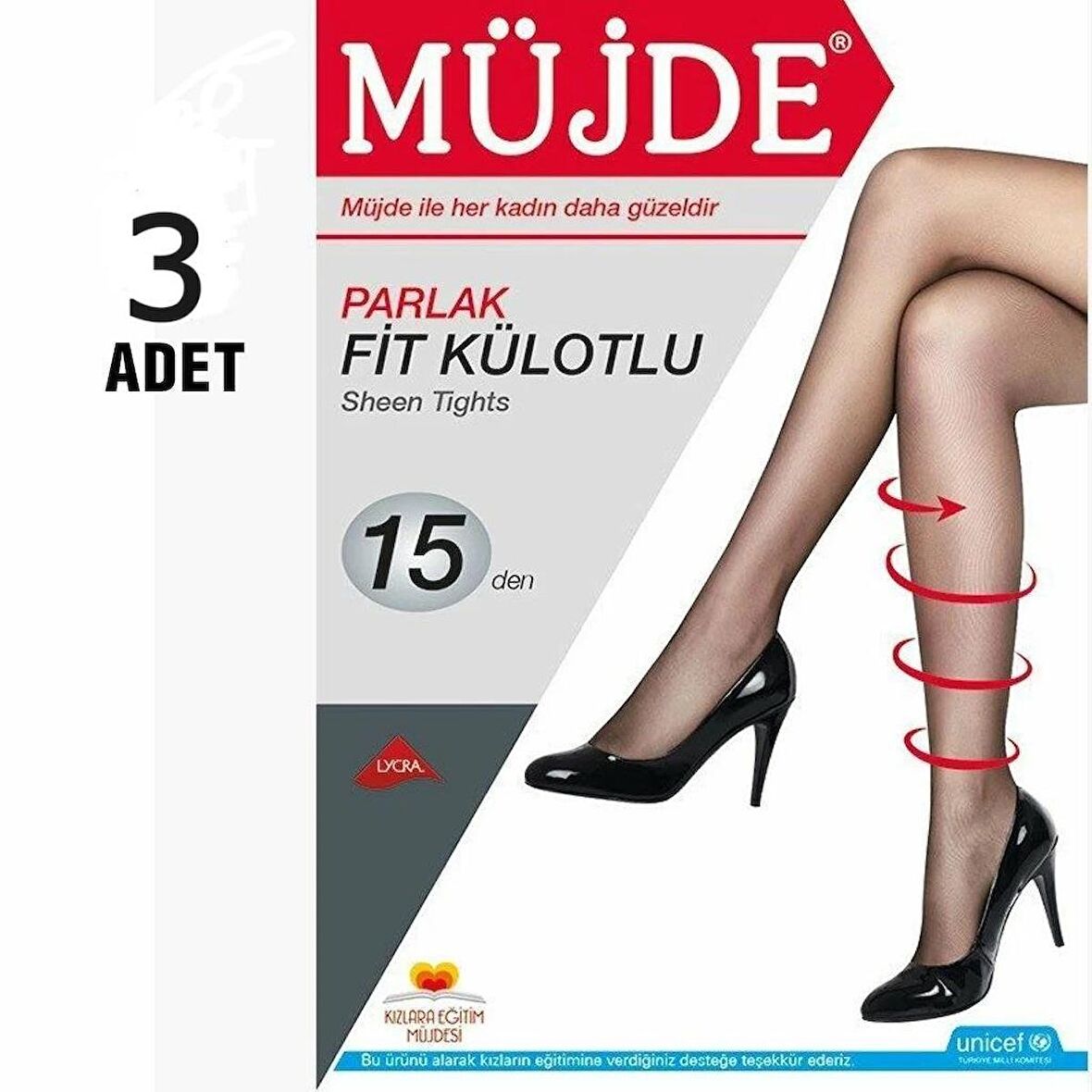 3 adet müjde fit parlak külotlu çorap