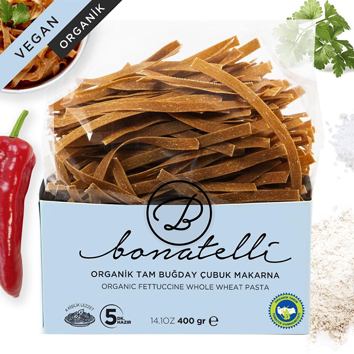 ORGANİK TAM BUĞDAY ÇUBUK MAKARNA 400 GR