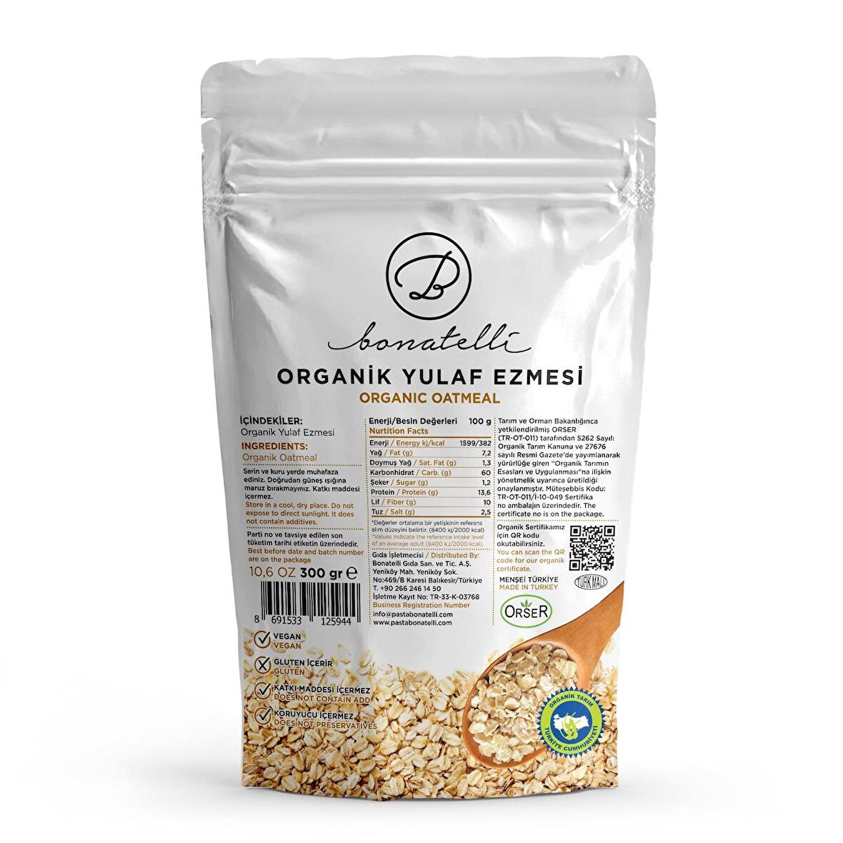 Organik Yulaf Ezmesi 300 Gr