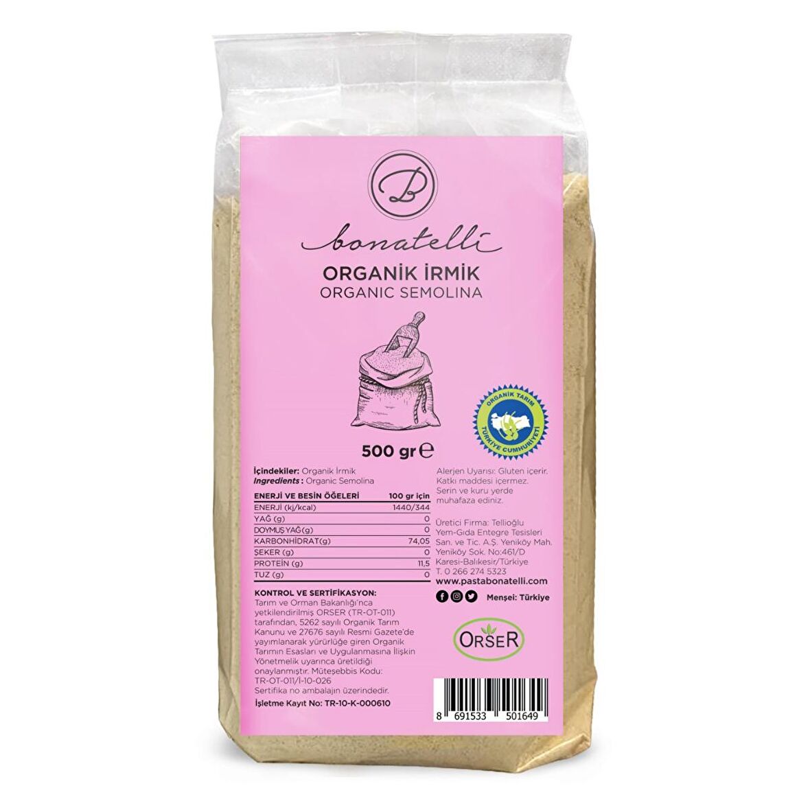 Bonatelli Organik İrmik 500 g e GP05476