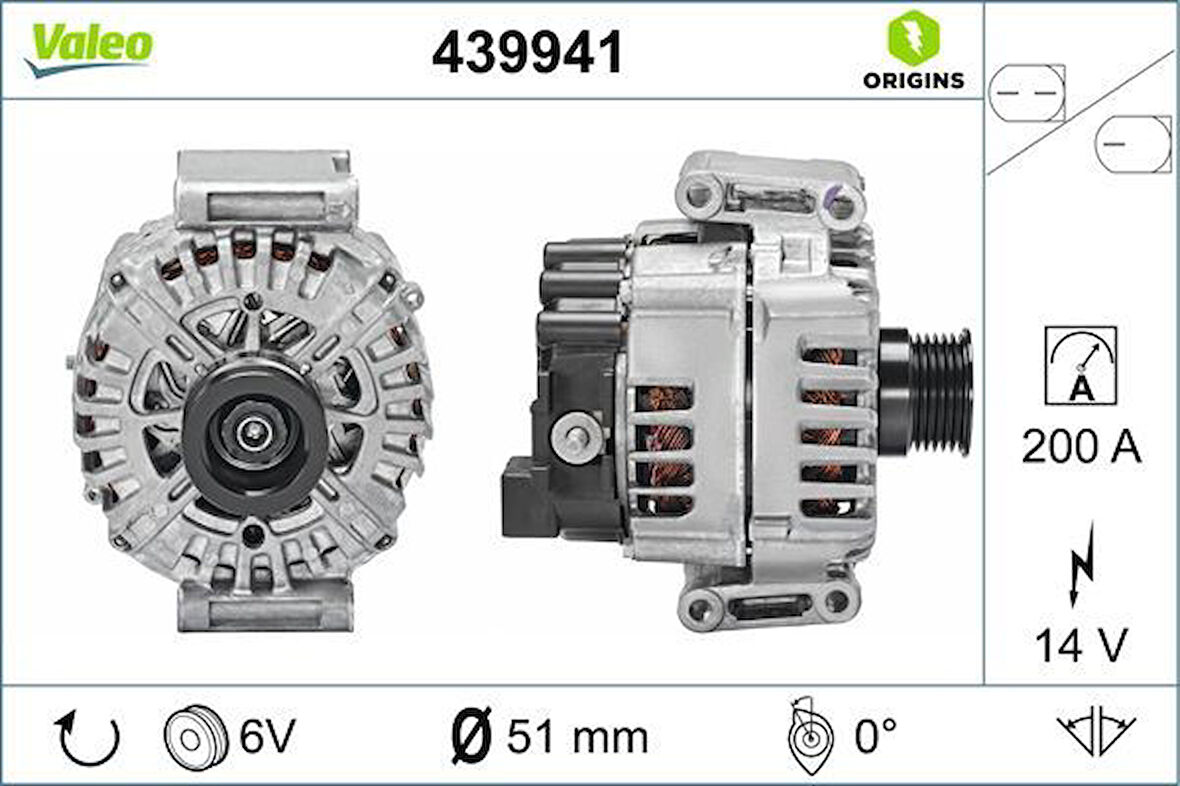 Mercedes Alternator (14v 200a) W205 14>18 C218 11>17 W212 09>15 C207 10>16 W166 15>18 C253 16>19 Vito W447 14 - Valeo 439941
