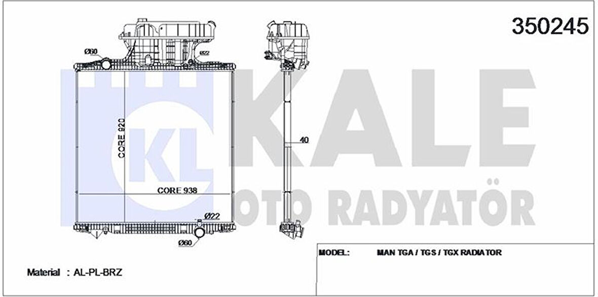 Man Truck Motor Su Radyatoru Man Tgx Tgs D2066 Tga 18.480 D2876 02>  (cercevesiz) / (mt) Yuksek Kabın - Kale 350245