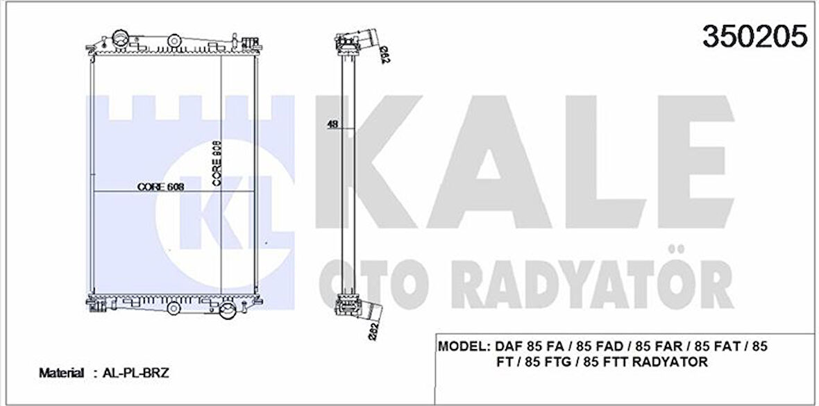 Daf Truck Motor Su Radyatoru Daf 85 Fa / 85 Fad / 85 Far / 85 Fat / 85 Ft / 85 Ftg / 85 Ftt (cercevesiz) / (mt - Kale 350205