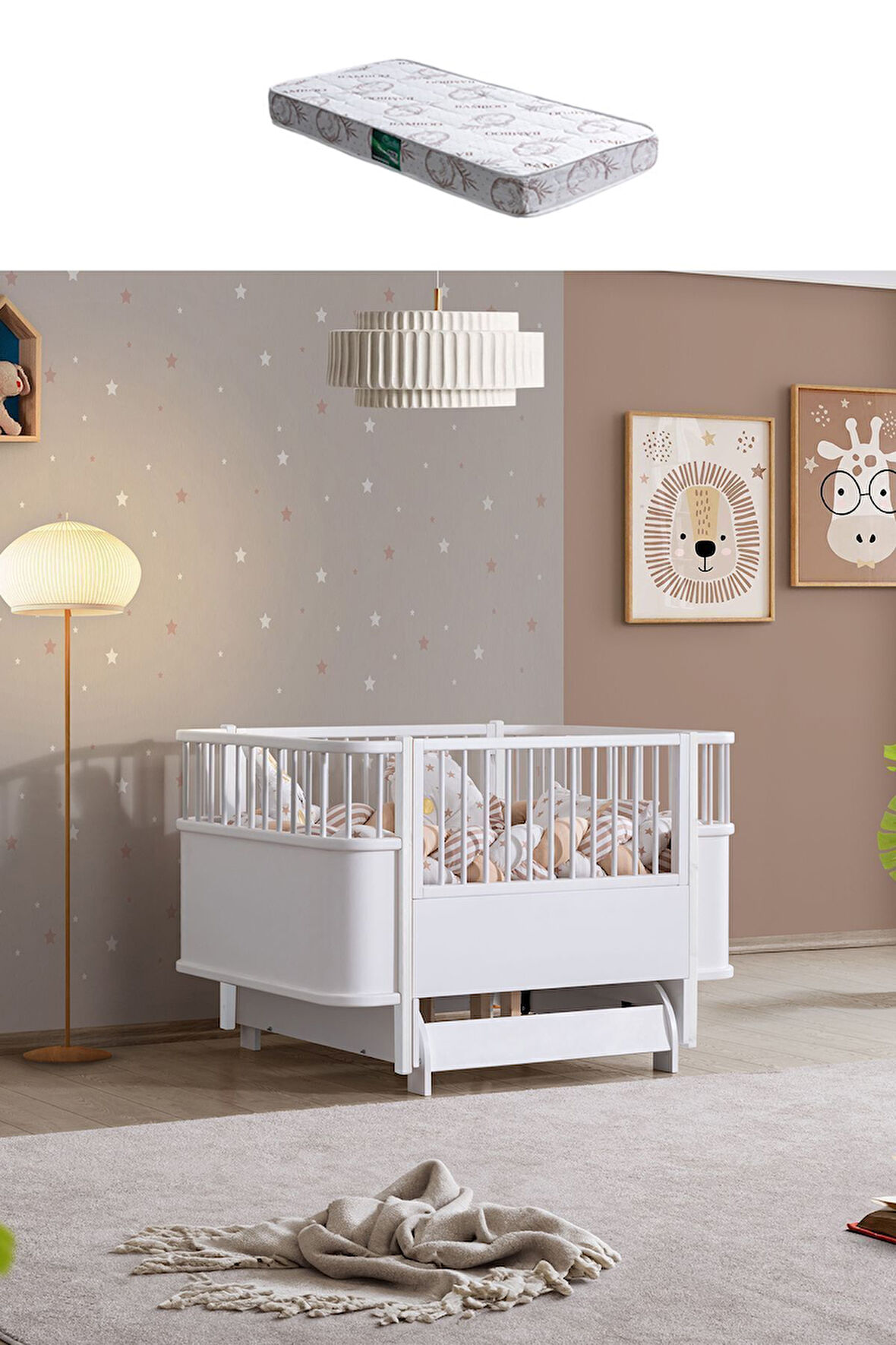 Sallanan Mdf Beşik, Bella Büyüyen Beşik 90x120 1 Adet Comfort Yatak