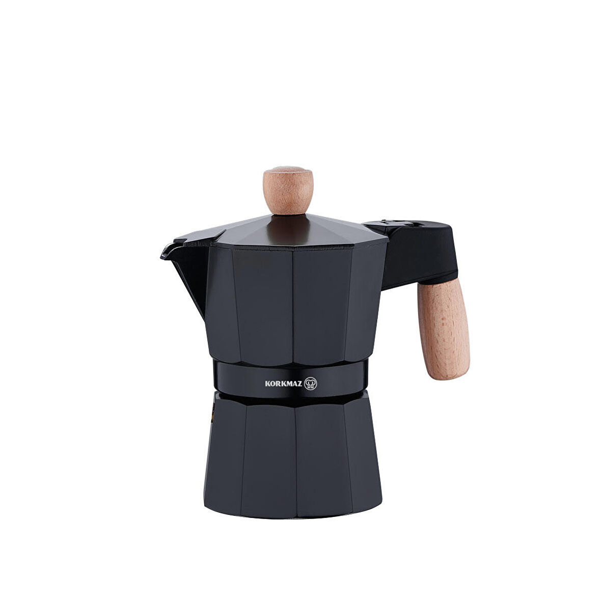 Korkmaz Etna 3 Fincan Siyah Moka Pot 150 ml