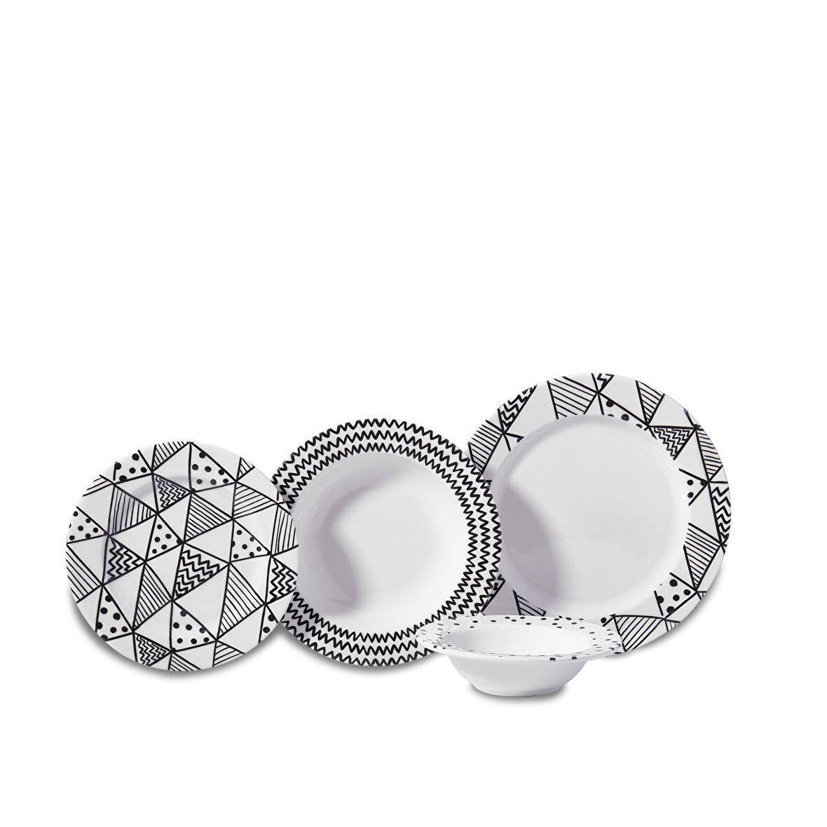 Korkmaz Natura Collection Geometrik 24 Parça 6 Kişilik Yemek Takımı