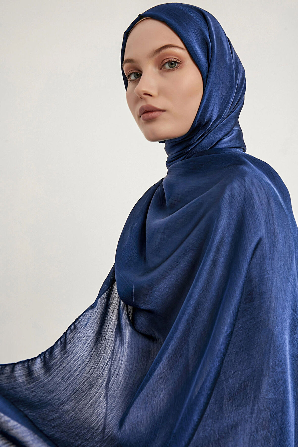 	Janjanlı Krinkıl Şal - Lacivert