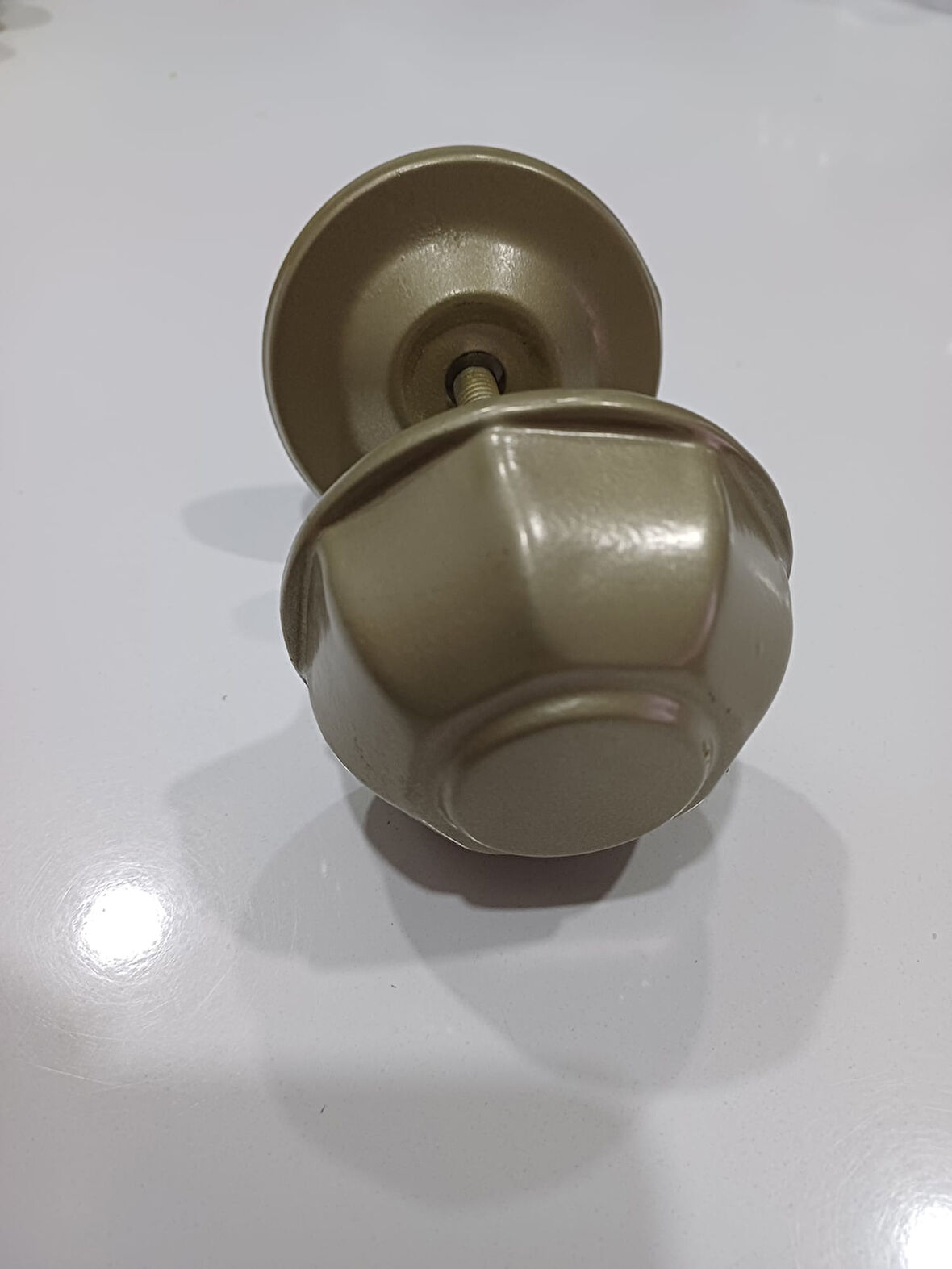 Kapı Topuzu/Babası Sekizgen Metal Fırın Boyalı Nikel Saten Renk Kaliteli 7.5 cm 