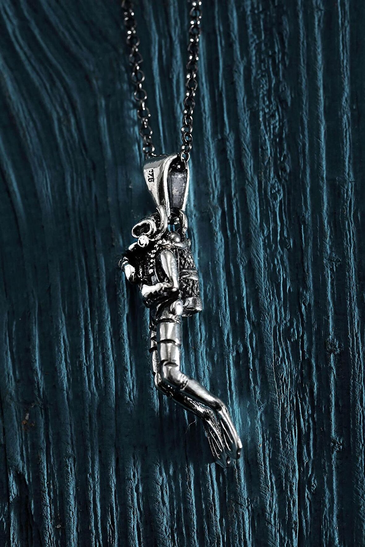 925 Ayar Gümüş Scuba Diving Dalgıc Model Erkek Kolye