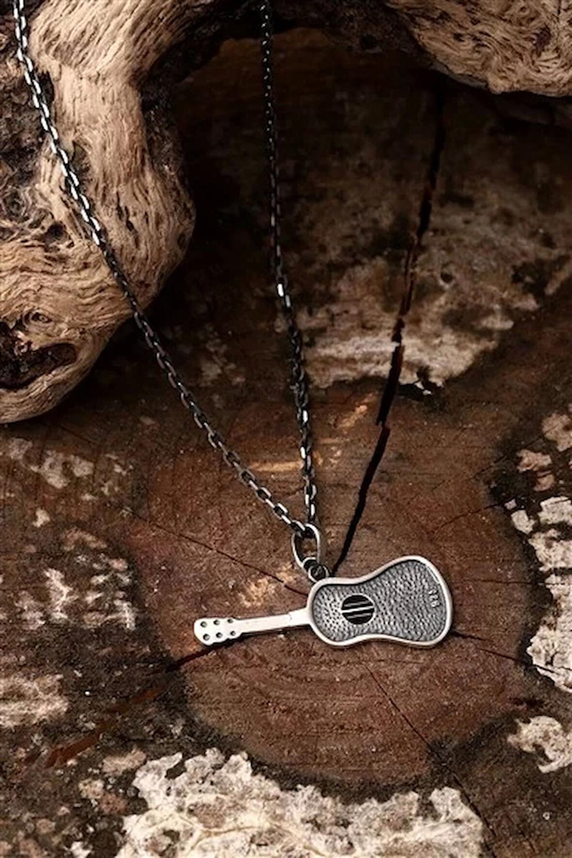 925 Ayar Gümüş Gitar Model Erkek Kolye