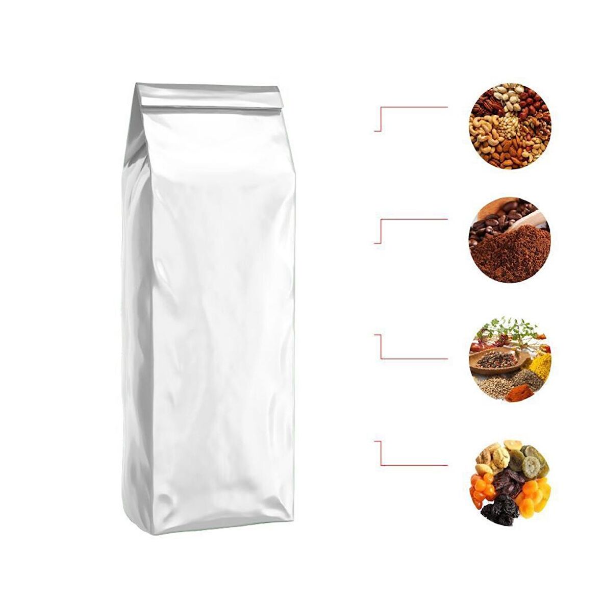 Beyaz Parlak Alümi̇nyum Yan Körüklü Torba 10x25+3 Cm 250 Gr 100 Adet