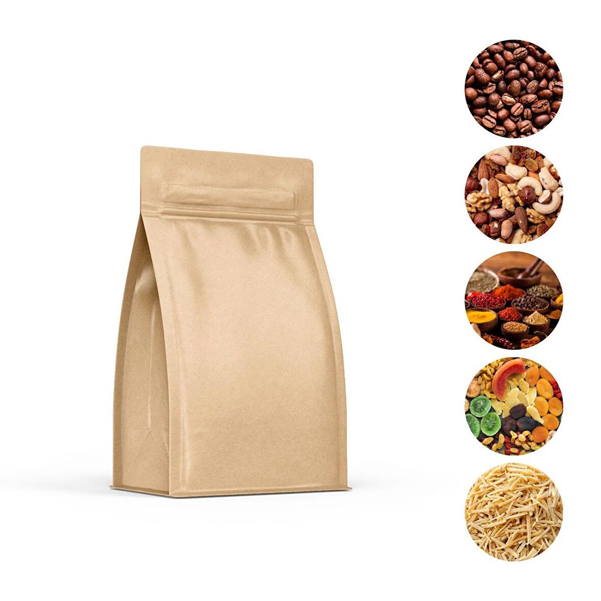 Kraft Flat Bottom Kilitli Torba 14x38+4 Cm 1000 Gr 100 Adet