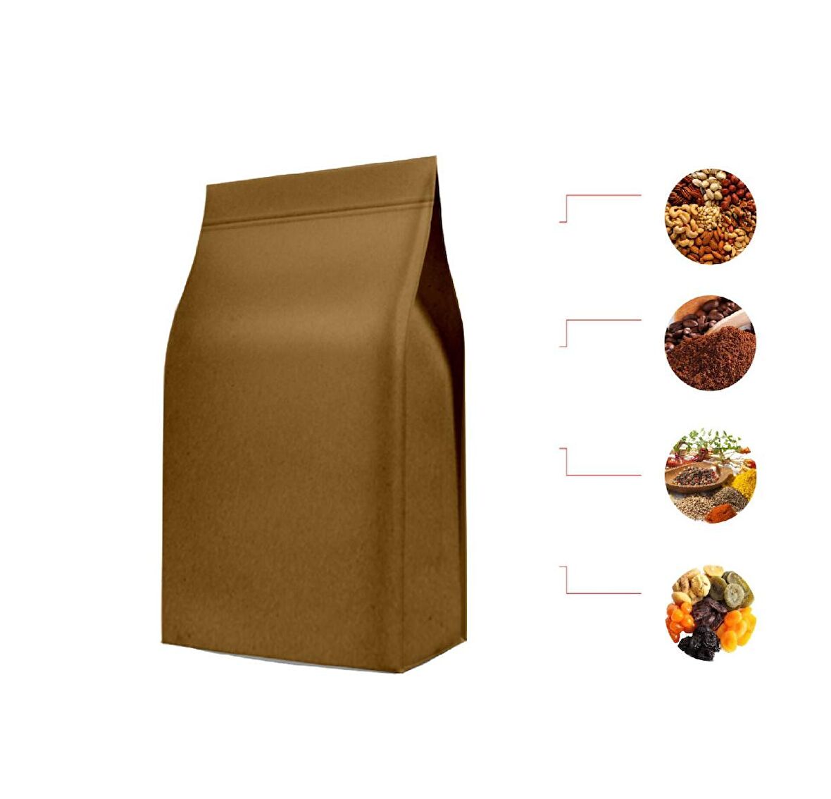 Kraft Flat Bottom Kilitsiz Torba 12x22,5+4 Cm 250 Gr 100 Adet