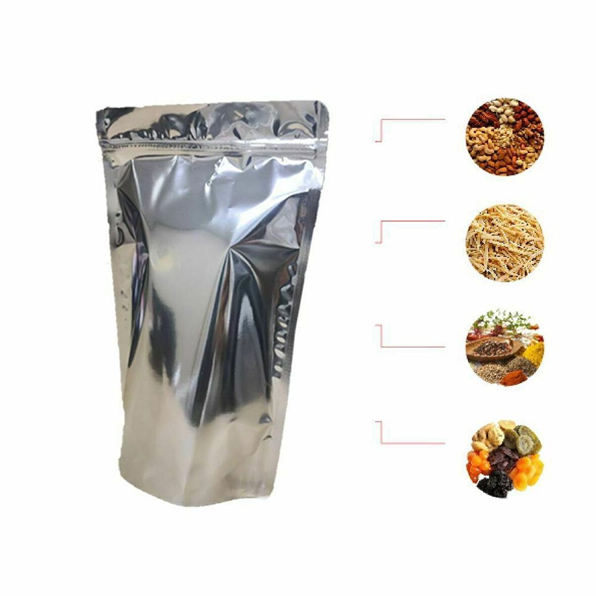 Gümüş Metali̇ze Ki̇li̇tli̇ Doypack 13x22,5+4 Cm 250 Gr 1000 Adet