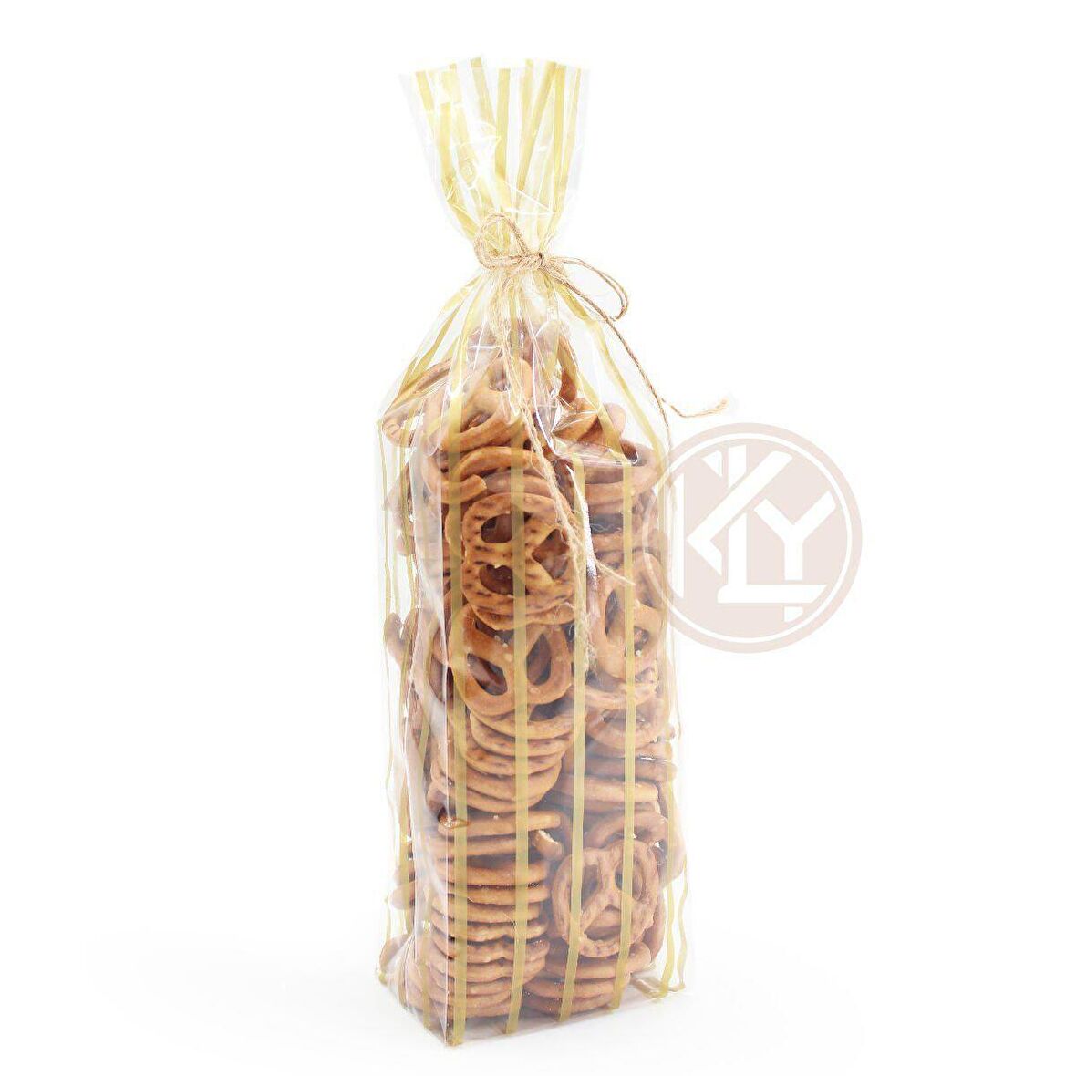 Altın Yaldız Çizgili Şeffaf Kare Tabanlı Torba 8x28+2,5 Cm 500 Gr 1000 Adet