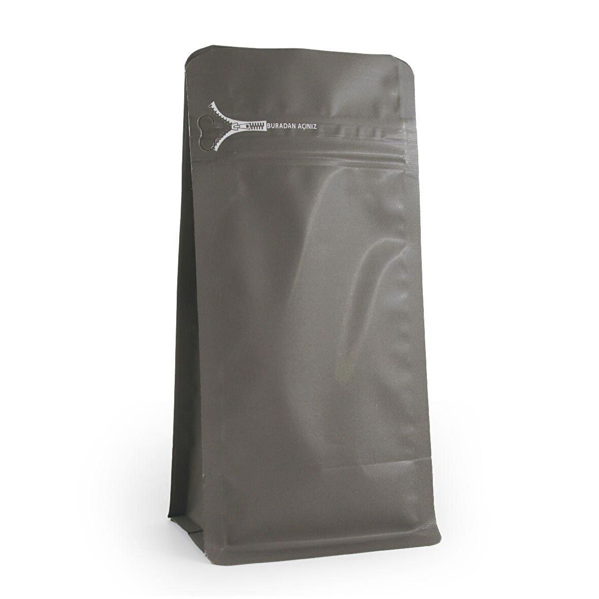 Gri Flat Bottom Kilitli Buradan Açınız Torba 11x21+4 Cm 250 Gr 1000 Adet