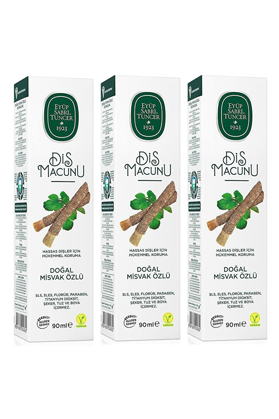 Eyüp Sabri Tuncer Diş Macunu 90 ml - Doğal Misvak Özlü (3 Adet)