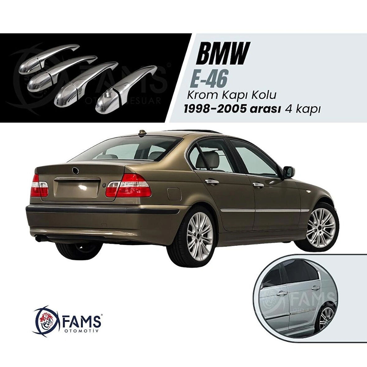 Bmw E-46 Krom Kapı Kolu 4 Kapı 1998-2005 P.çelik uyumlu