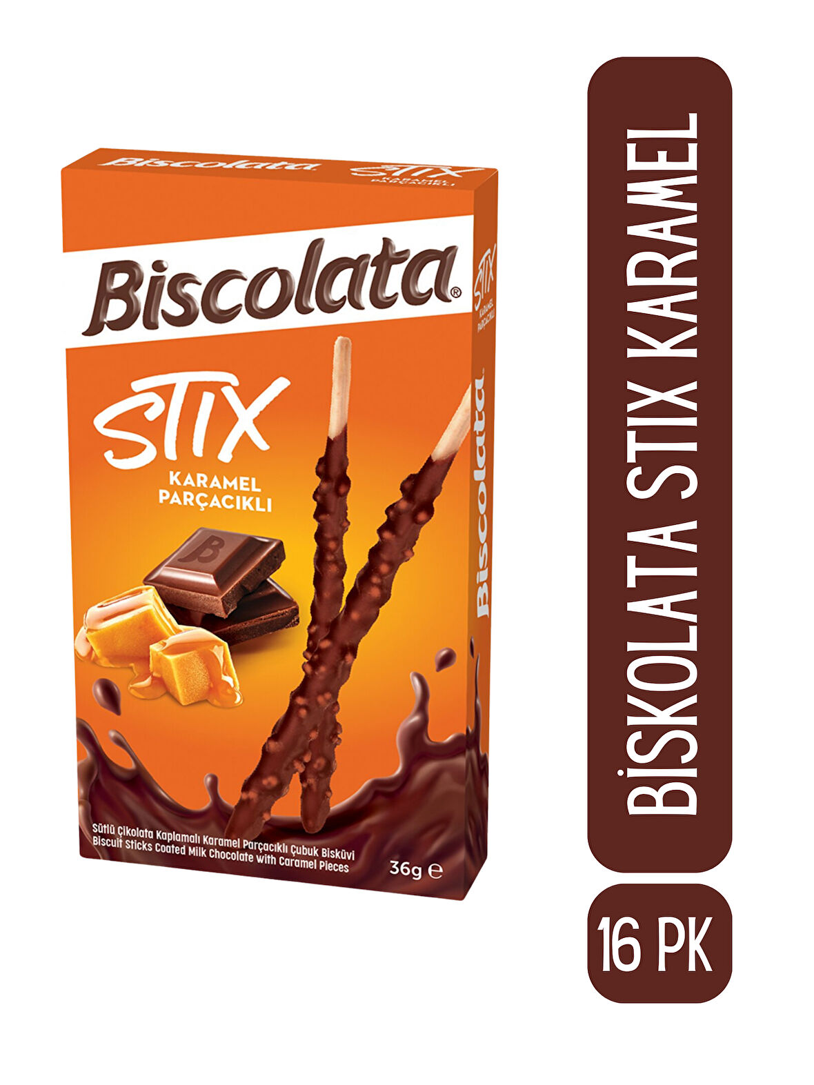 Biscolata Stıx Karamel Parçacıklı 36 Gr X 16 Adet