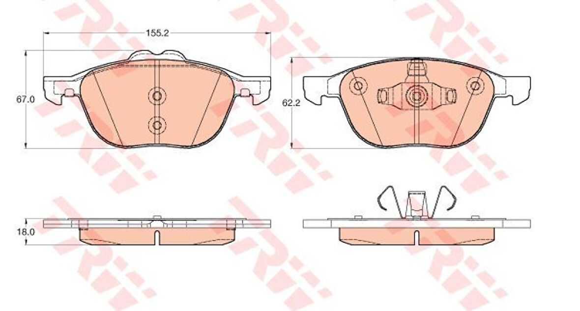Ford On Fren Balatası Connect 13 /> 1.5-1.6 Tdci 1.0 Ecoboost   Kuga  II 4x2 13 /> 1.5-1.6 Ecoboost-1.5-2 - Kale B 25748 182 05 Ans