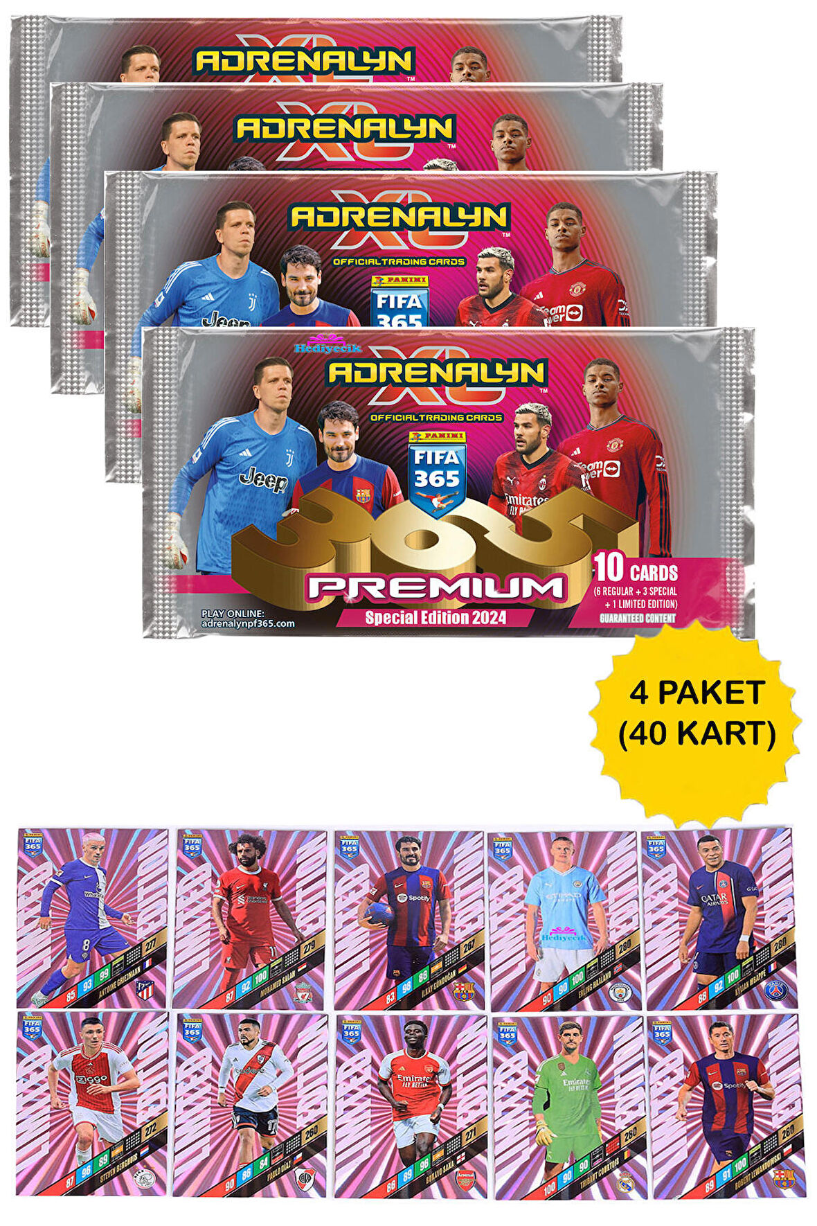 FIFA 365 Premium Adrenalyn XL 2024 Futbolcu Kartları 4 Paket (40 Kart)