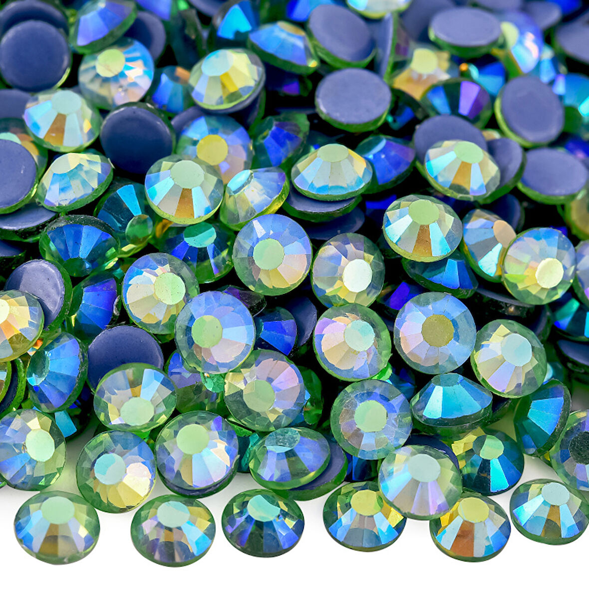 Gymo Premium Kalite Altı Düz Ütü İle Yapışan (Hotfix) Kristal Taş SS16 (3.8-4mm) Light Peridot AB (10 Gross - 1440 Adet)