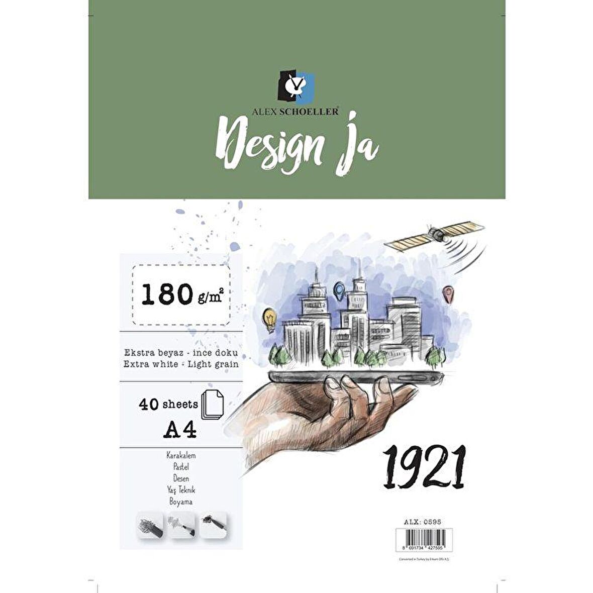 Design Ja 1921 Ekstra White İnce Dokulu 180g 40 Yp Blok A4