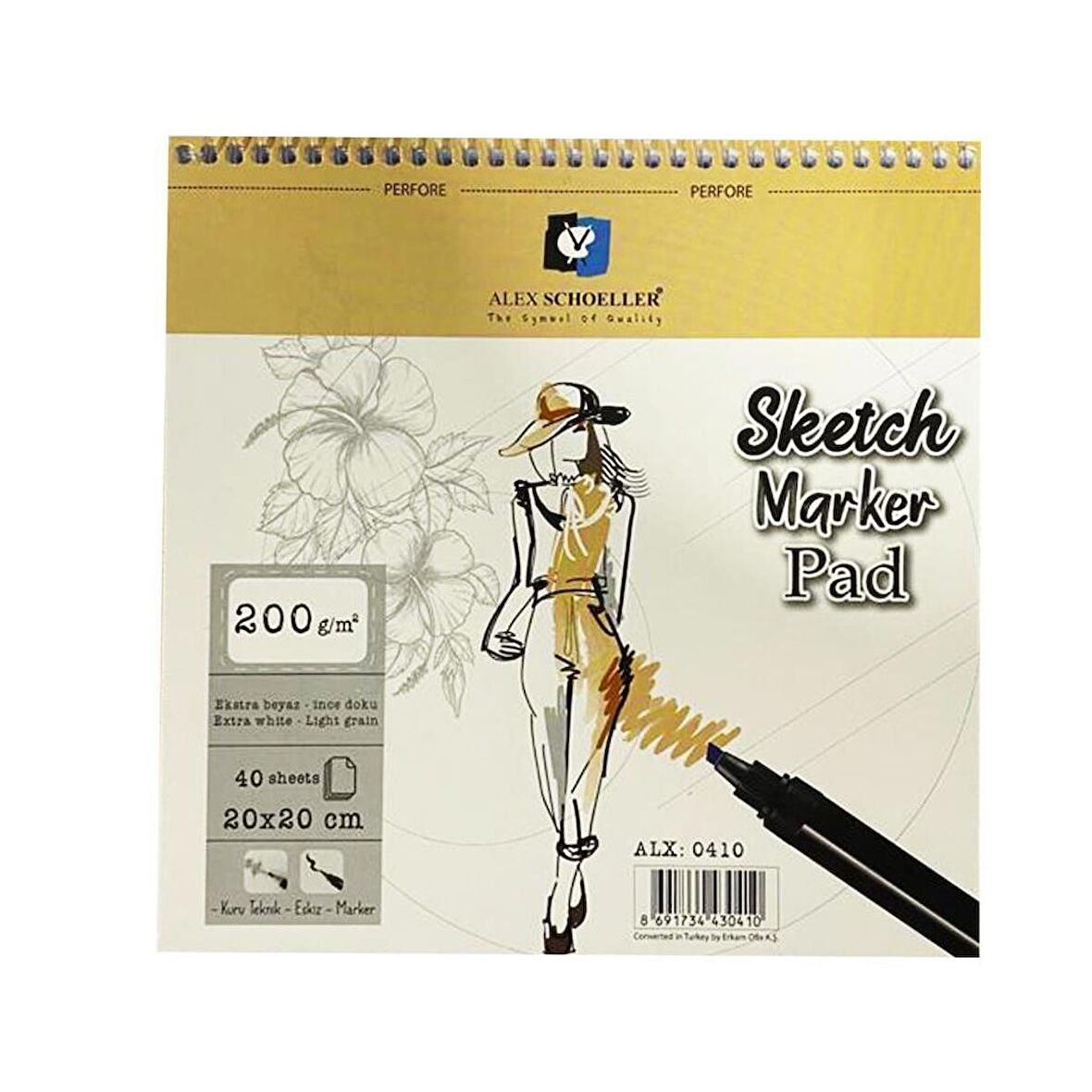 20 x 20 200 Gr. 40 Yp. Sketch-Marker Pad ALX-0410