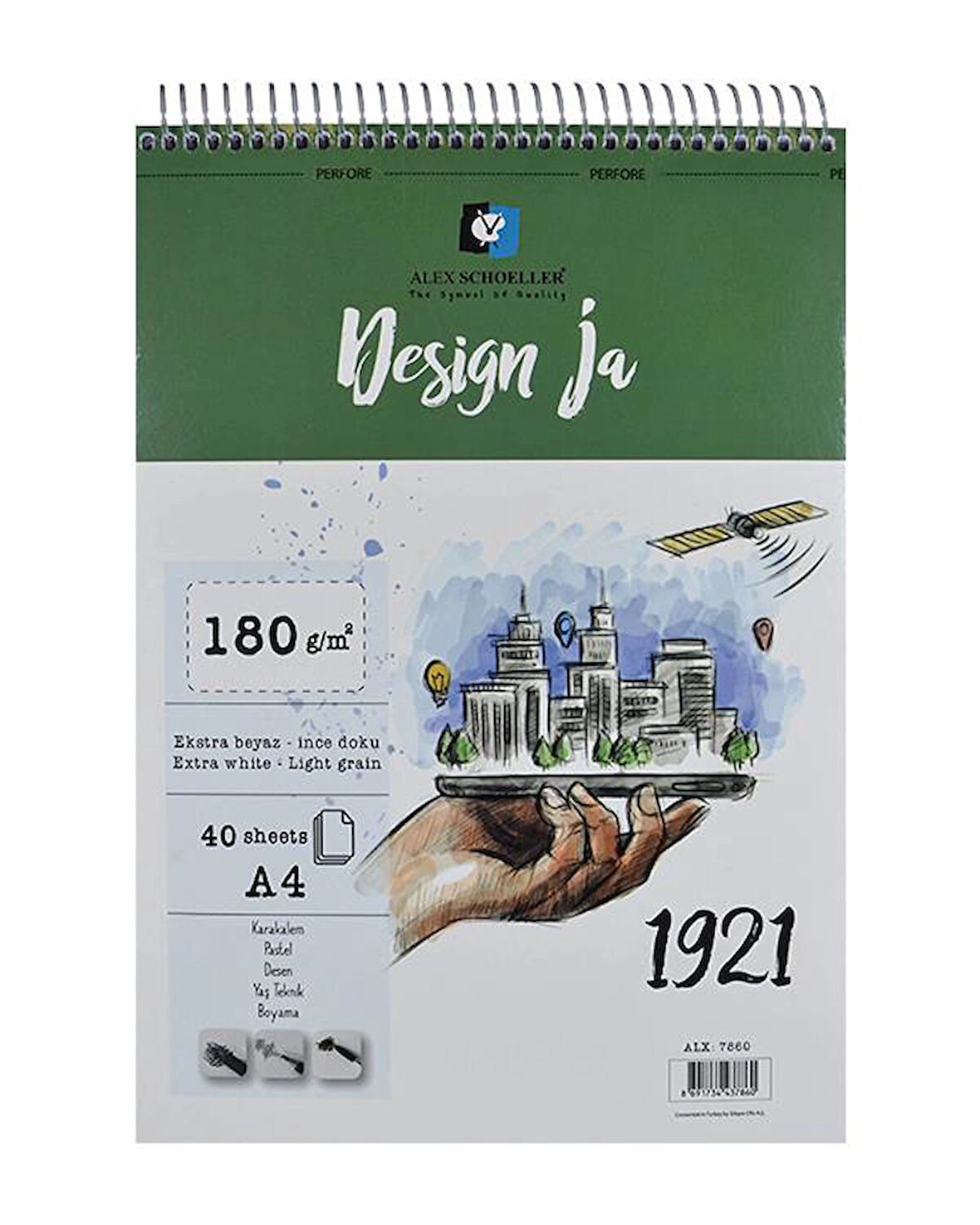 A4 Spiralli Desing Ja Skect Pad 180gr 40yp ALX.7860