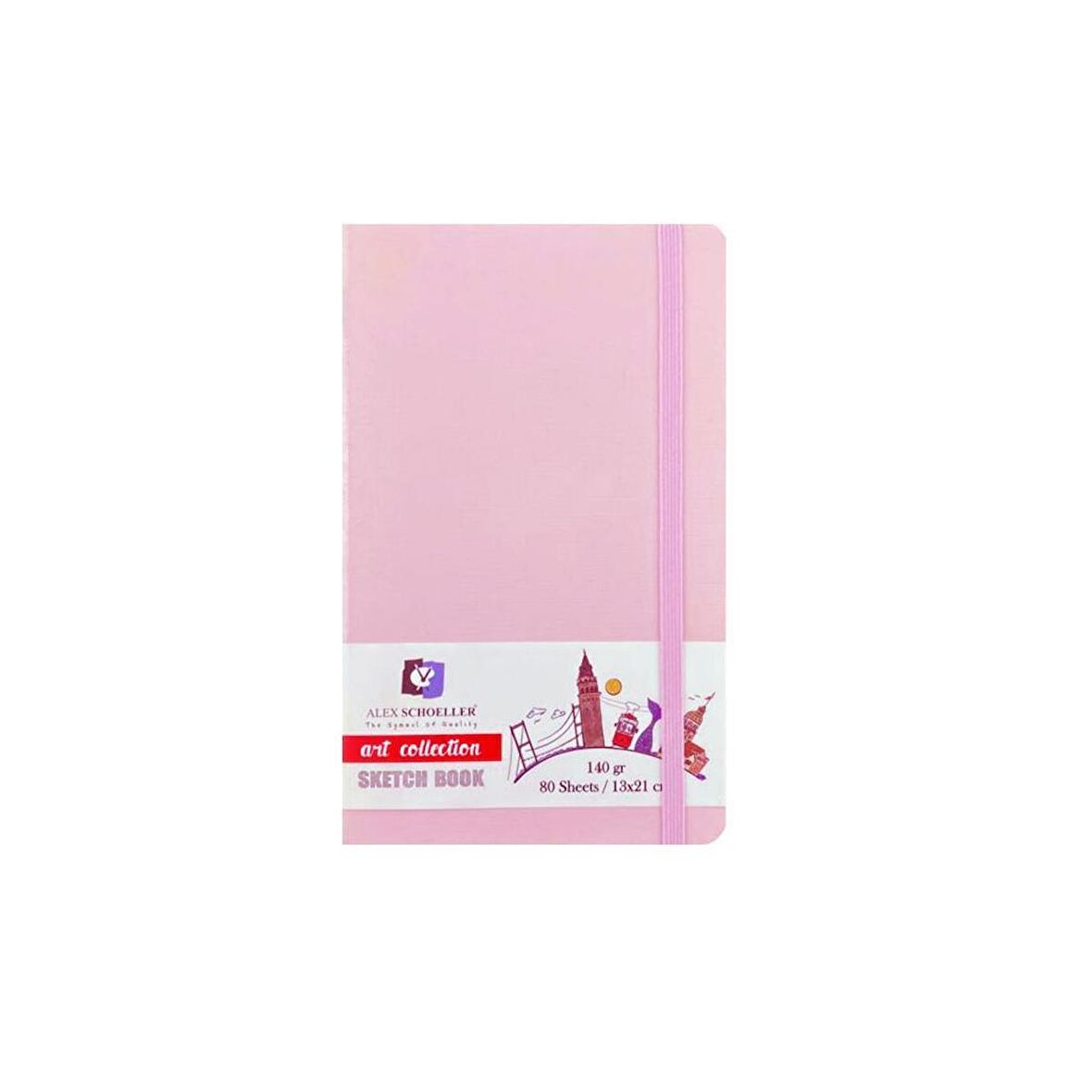 Alex Schoeller Sketch Book 13 x 21 Cm. 80 Yp. 140 Gr. Dik Pembe ALX-9543