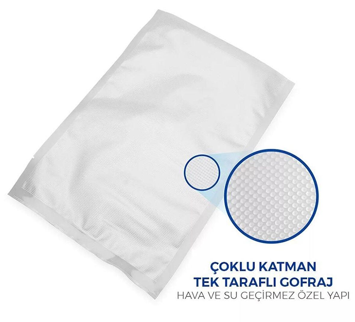 20X30 Tırtıklı 1 KG Gofrajlı 90 Mikron Ev Tipi Gıda Vakum Poşeti Torbası Bpa İçermez